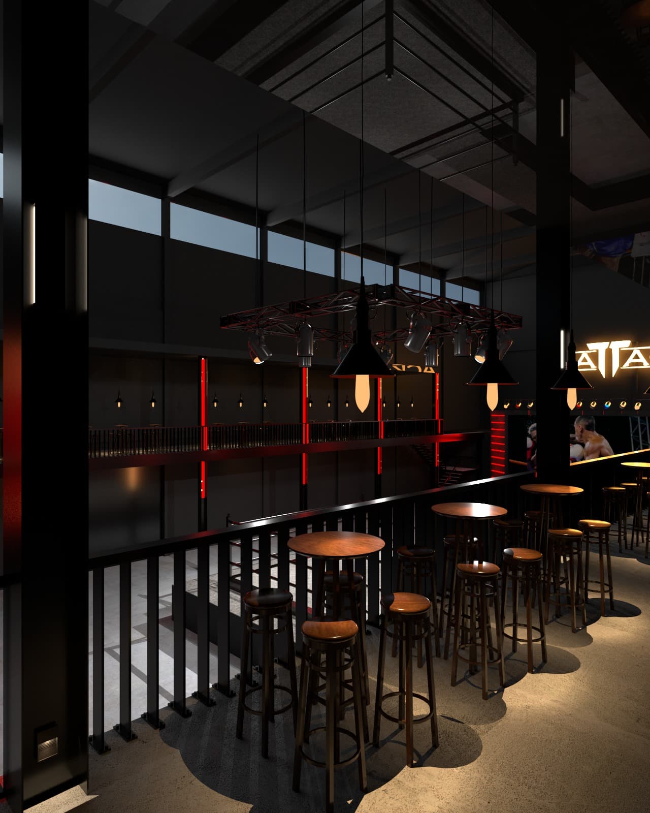 Bar e área de lounge